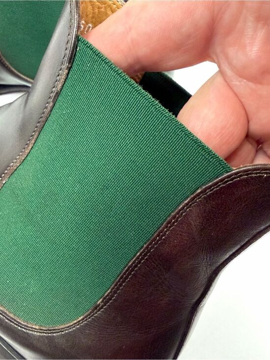 SCAROSSO Italy Giancarlo Chelsea Boots Brown Leather Green Side Panel sz 45 US12 main image 10